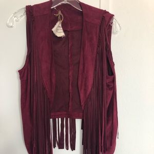 HANDMADE Boho Suede Fringe Vest, Never Worn